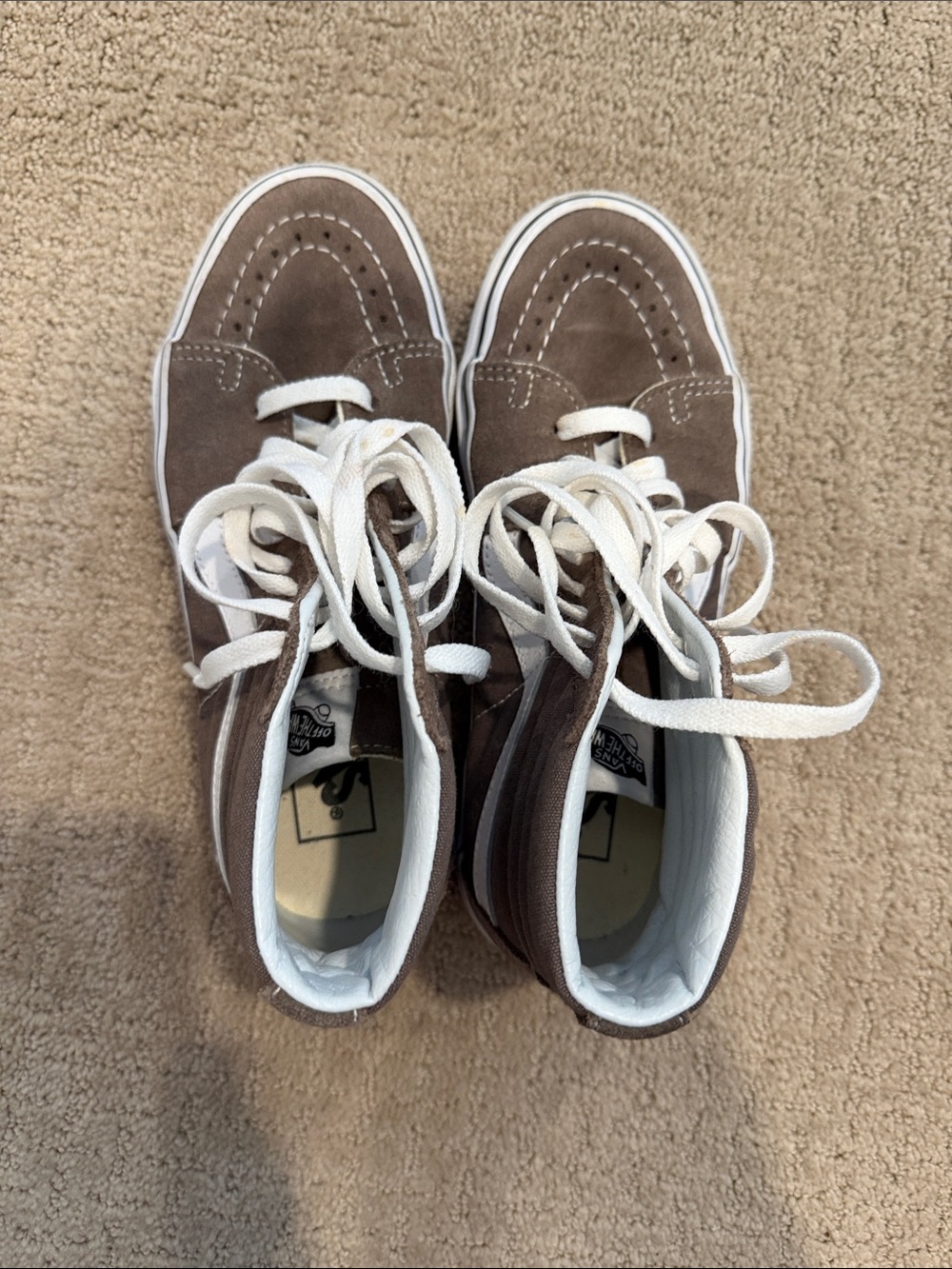 Vans Brown Suede High-Top Sneakers with White Accents